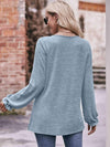 Double Take Long Flounce Sleeve Round Neck Blouse Blouses - Tophatter Daily Deals