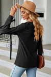 Notched Long Sleeve T-Shirt Women's T-Shirts - Tophatter Daily Deals