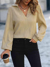 Johnny Collar Long Sleeve Blouse Pastel Yellow Blouses - Tophatter Daily Deals