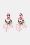 Leaf & Flower Shape Zinc Alloy Dangle Earrings Blush Pink One Size Earrings - Tophatter Daily Deals