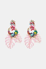 Leaf & Flower Shape Zinc Alloy Dangle Earrings Blush Pink One Size Earrings - Tophatter Daily Deals
