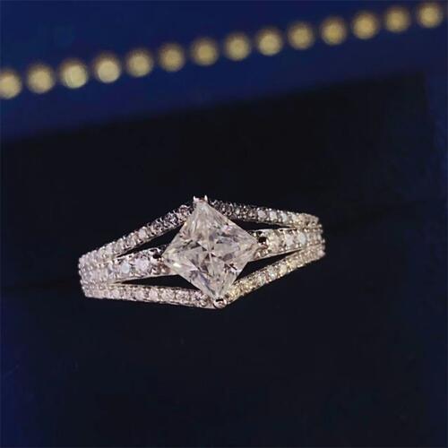 1 Carat Moissanite 925 Sterling Silver Ring Silver Moissanite - Tophatter Daily Deals