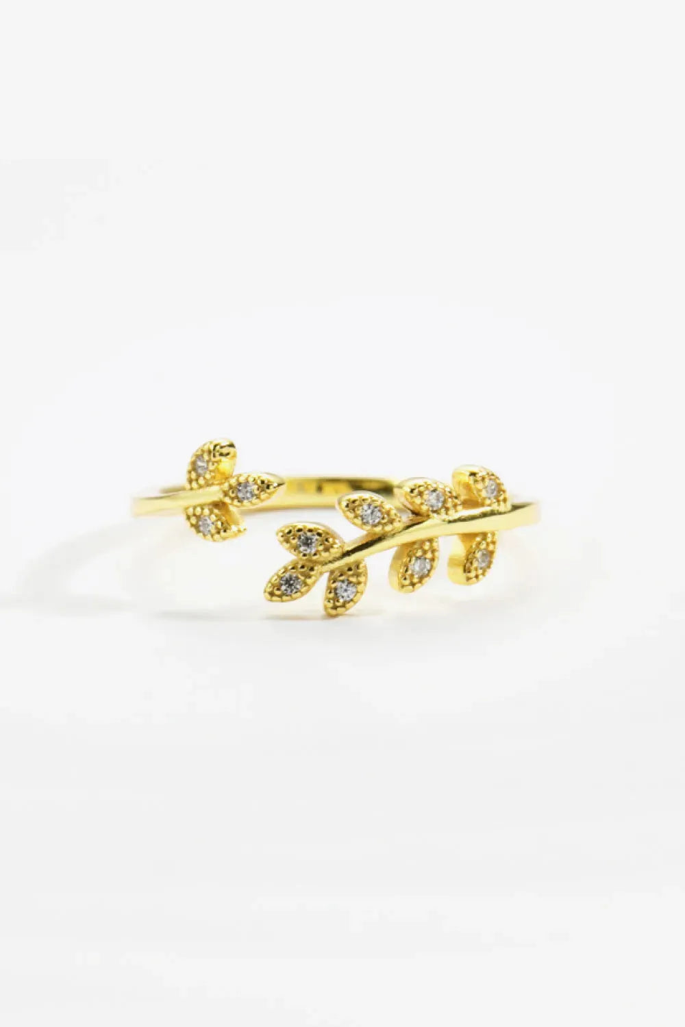 Inlaid Zircon Leaf-Shaped Open Ring Rings - Tophatter Daily Deals