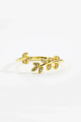 Inlaid Zircon Leaf-Shaped Open Ring Rings - Tophatter Daily Deals