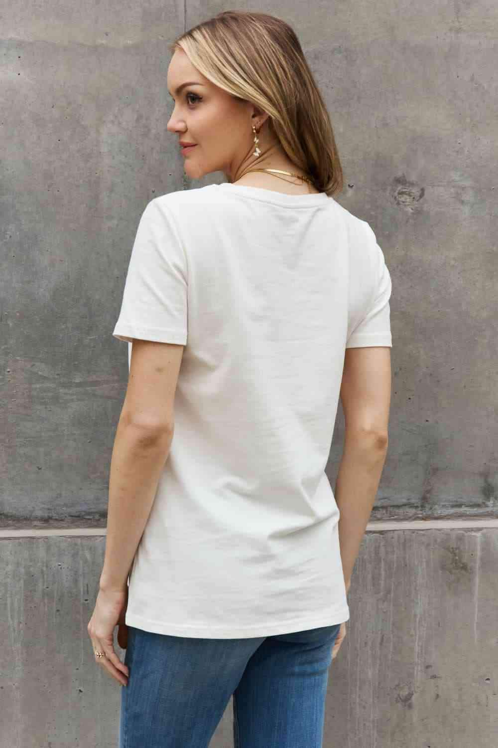 Simply Love Full Size FOCUS ON THE GOOD Graphic Cotton Tee Women's T-Shirts - Tophatter Daily Deals