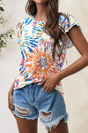 Printed Round Neck Short Sleeve T-Shirt Tangerine Women's T-Shirts - Tophatter Daily Deals