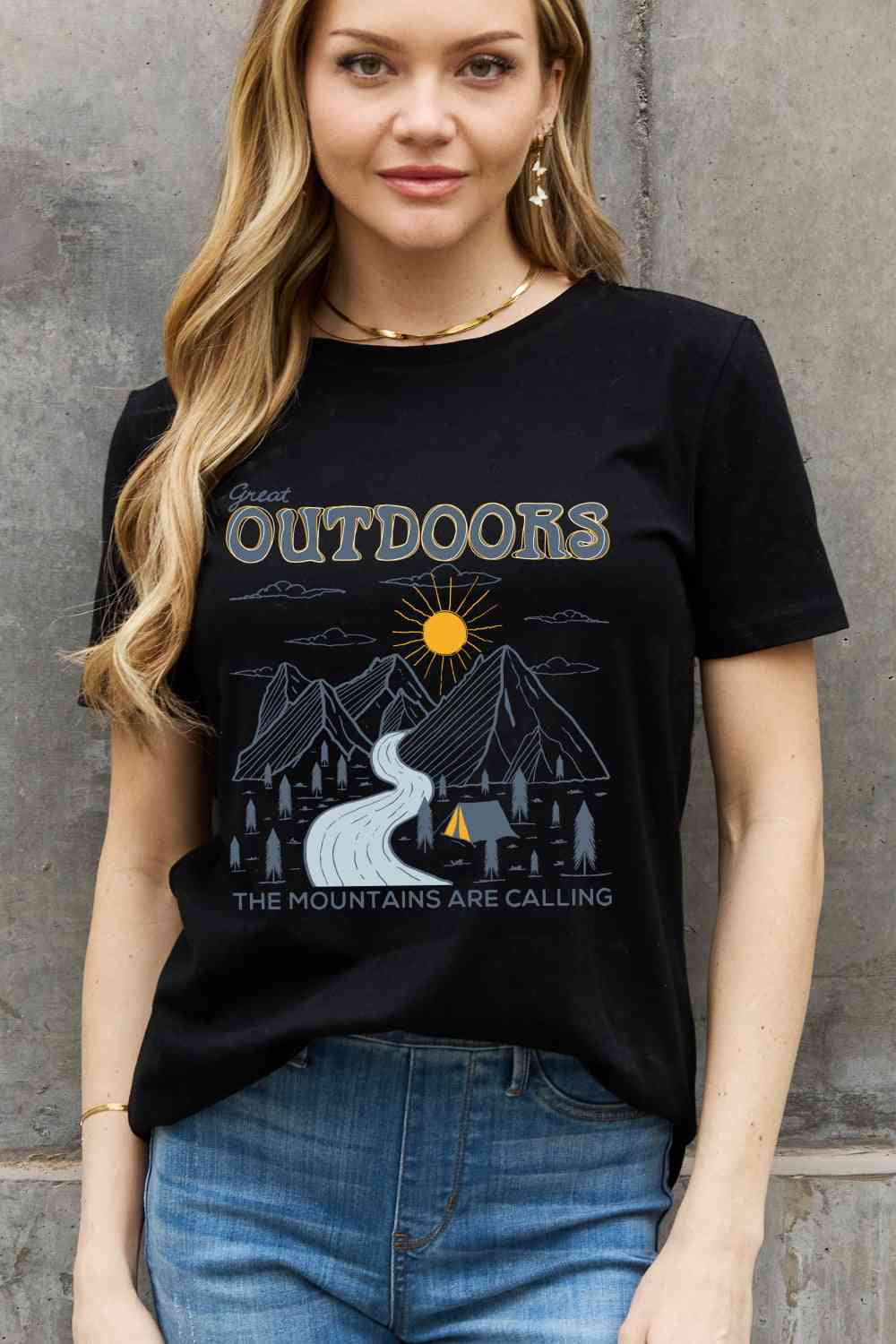 Simply Love Full Size GREAT OUTDOORS Graphic Cotton Tee Women's T-Shirts - Tophatter Daily Deals