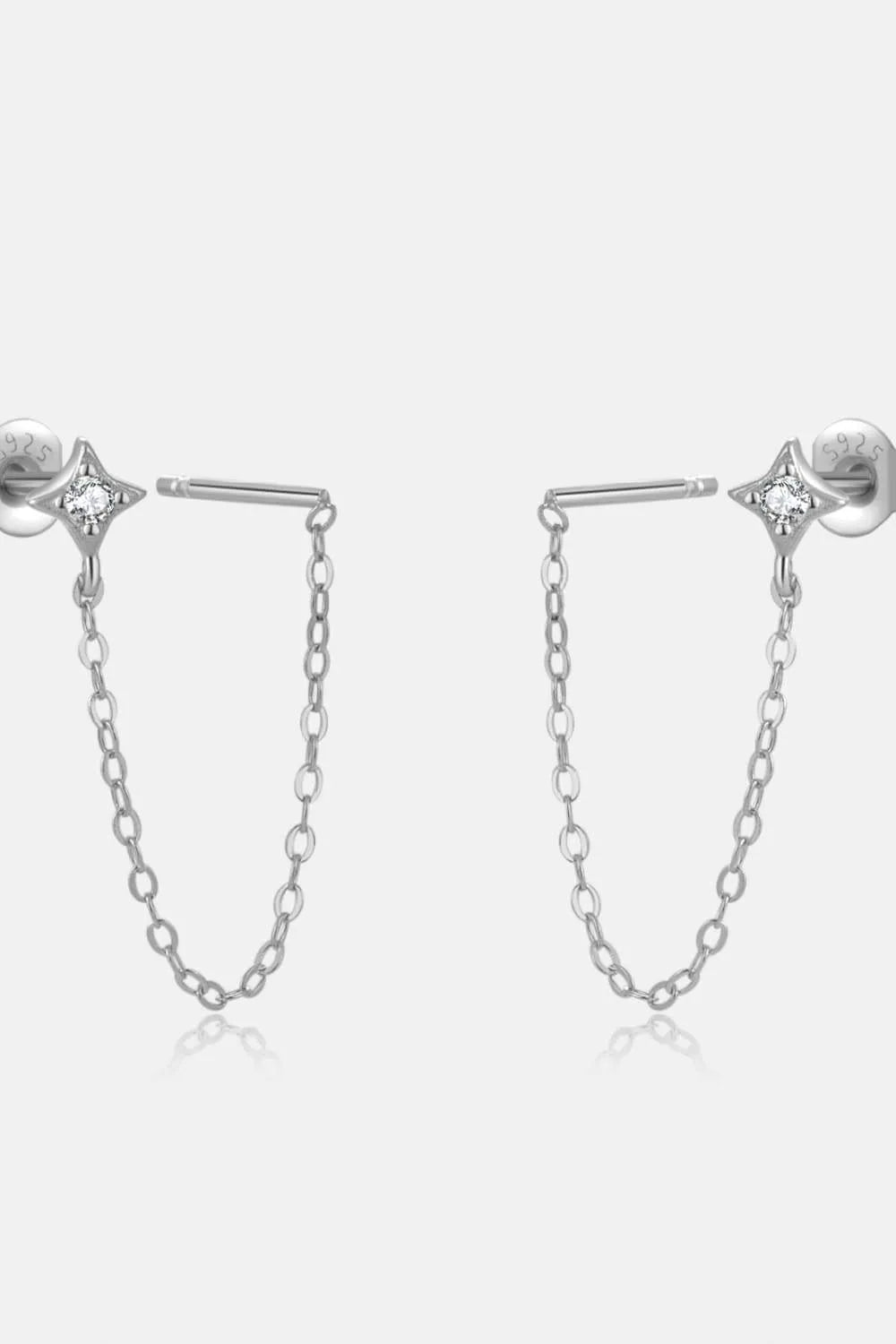 Inlaid Zircon Long Chain Stud Earrings Earrings - Tophatter Daily Deals