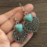 Artificial Turquoise Rhinestone Heart and Leaf Shape Earrings Earrings - Tophatter Daily Deals
