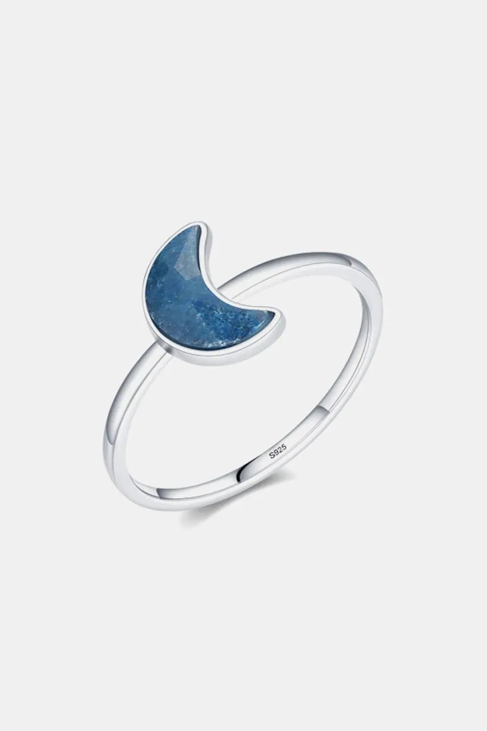 925 Sterling Silver Moon Shape Aventurine Ring Silver Rings - Tophatter Daily Deals