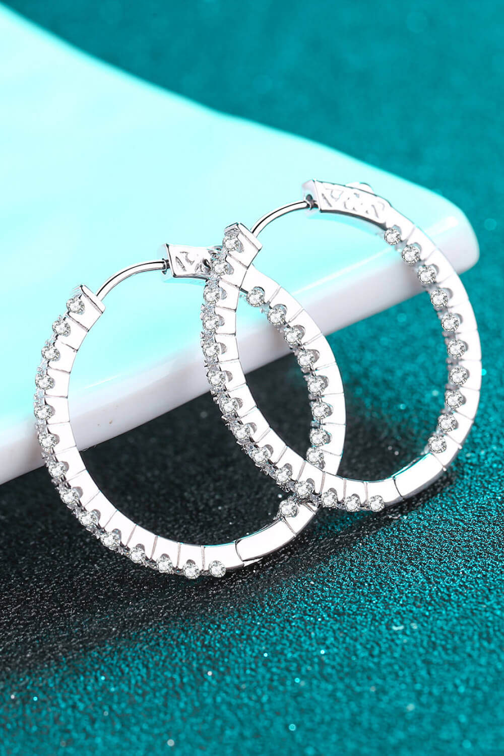 Moissanite Rhodium-Plated Hoop Earrings Moissanite - Tophatter Daily Deals