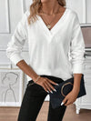 V-Neck Dropped Shoulder T-Shirt White Women's T-Shirts - Tophatter Daily Deals