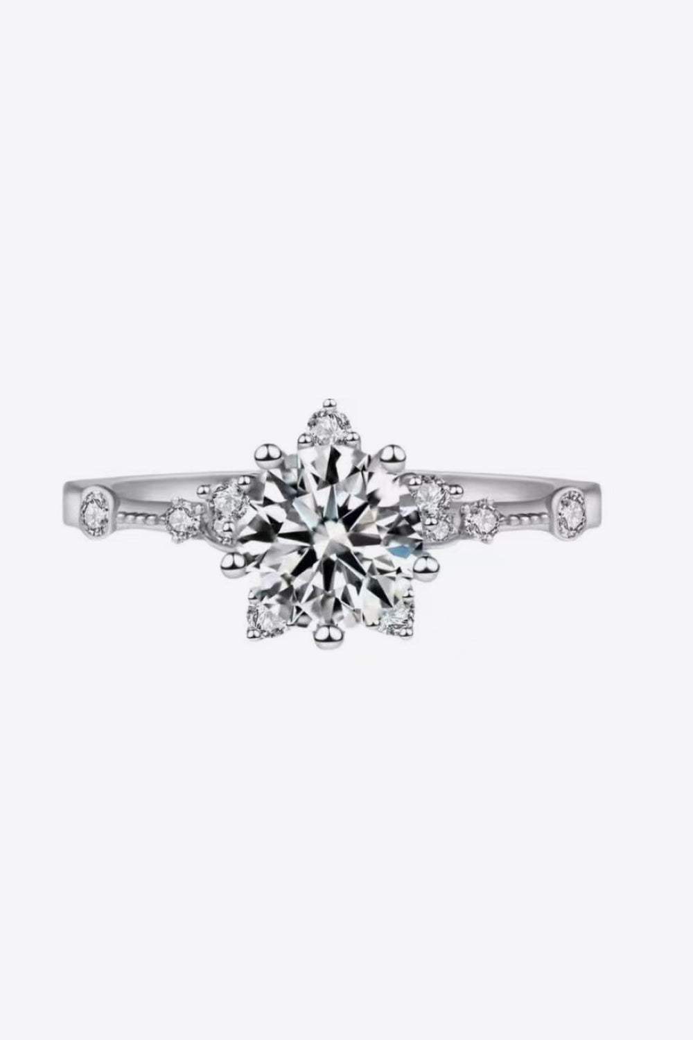 1 Carat Moissanite 6-Prong Ring Silver Moissanite - Tophatter Daily Deals