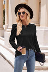 Round Neck Puff Sleeve Blouse Blouses - Tophatter Daily Deals