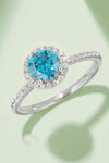 1 Carat Moissanite 925 Sterling Silver Halo Ring Sky Blue Moissanite - Tophatter Daily Deals