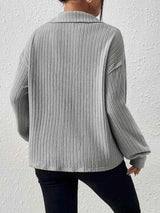 Johnny Collar Ribbed Top Blouses - Tophatter Daily Deals
