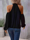 Grecian Cold Shoulder Long Sleeve Blouse Blouses - Tophatter Daily Deals