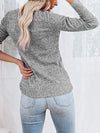 Round Neck Buttoned Long Sleeve T-Shirt Women's T-Shirts - Tophatter Daily Deals