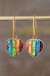 Imperial Jasper Heart Earrings Multicolor One Size Earrings - Tophatter Daily Deals