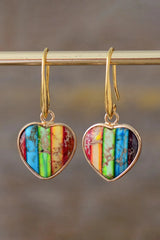 Imperial Jasper Heart Earrings Multicolor One Size Earrings - Tophatter Daily Deals