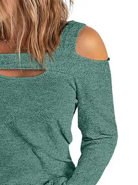 Full Size Cutout Cold Shoulder Blouse Blouses - Tophatter Daily Deals