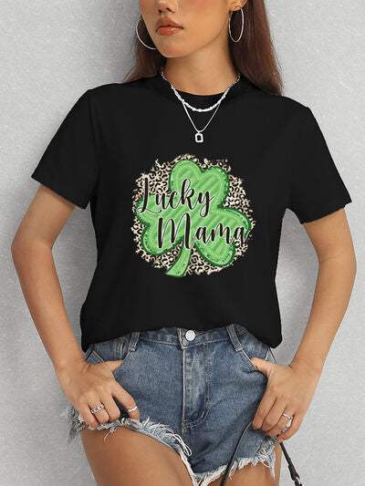 LUCKY MAMA Round Neck T-Shirt Women's T-Shirts - Tophatter Daily Deals