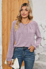 Ruched Round Neck Flounce Sleeve T-Shirt Women's T-Shirts - Tophatter Daily Deals
