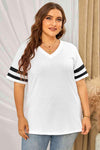 Plus Size Striped V-Neck Tee Shirt Women's T-Shirts - Tophatter Daily Deals