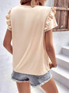 Ruffle Trim Short Sleeve Round Neck Blouse Blouses - Tophatter Daily Deals