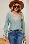 Eyelet V-Neck Flounce Sleeve T-Shirt Women's T-Shirts - Tophatter Daily Deals