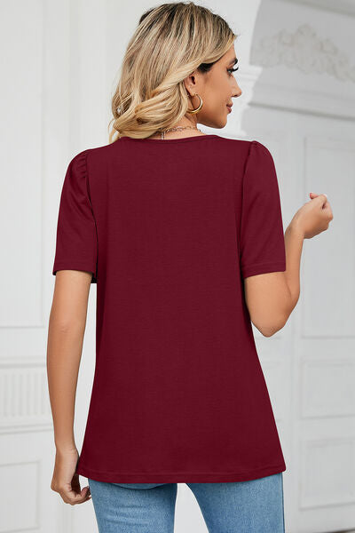 Square Neck Short Sleeve T-Shirt Women's T-Shirts - Tophatter Daily Deals