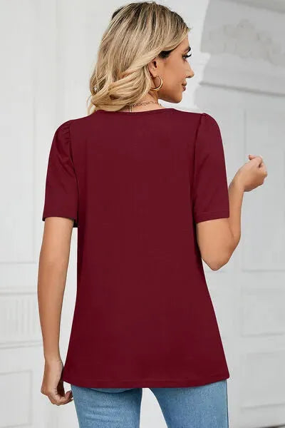 Square Neck Short Sleeve T-Shirt Women's T-Shirts - Tophatter Daily Deals
