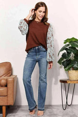 And The Why Full Size Foil Printed Sleeve Top Women's T-Shirts - Tophatter Daily Deals