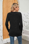 Notched Neck Long Sleeve T-Shirt Women's T-Shirts - Tophatter Daily Deals