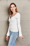 Double Take Contrast Sweetheart Neck Ribbed Top Blouses - Tophatter Daily Deals