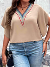 Plus Size V-Neck Flutter Sleeve Blouse Blouses - Tophatter Daily Deals