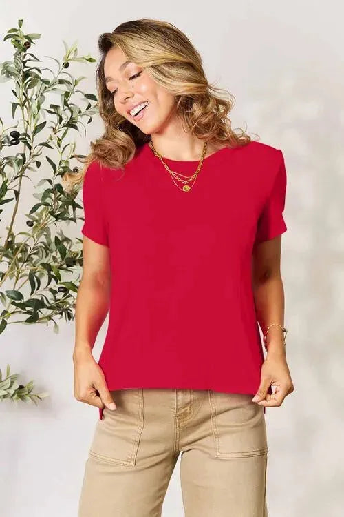 Basic Bae Full Size Round Neck Short Sleeve T-Shirt Women's T-Shirts - Tophatter Daily Deals