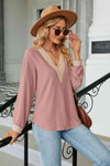 V-Neck Long Sleeve Blouse Blouses - Tophatter Daily Deals