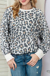 Leopard Round Neck Long Sleeve T-Shirt Leopard Women's T-Shirts - Tophatter Daily Deals