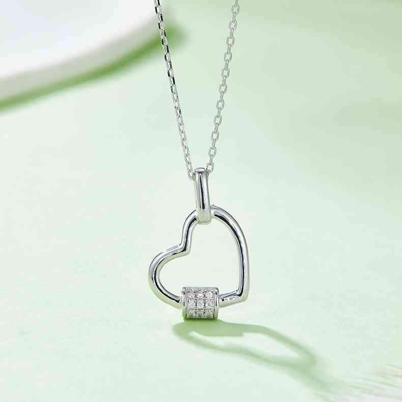 Moissanite 925 Sterling Silver Heart Shape Necklace Silver One Size Moissanite - Tophatter Daily Deals