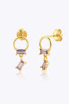 Zircon 925 Sterling Silver Drop Earrings Gold Purple One Size Earrings - Tophatter Daily Deals