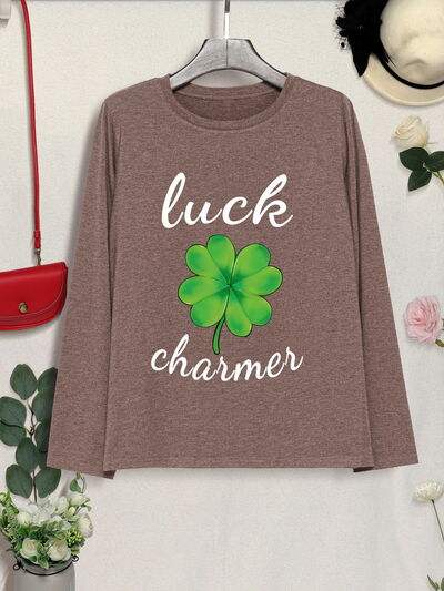 LUCK CHARMER Lucky Clover Round Neck T-Shirt Women's T-Shirts - Tophatter Daily Deals