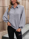 Collared Neck Raglan Sleeve Blouse Cloudy Blue Blouses - Tophatter Daily Deals