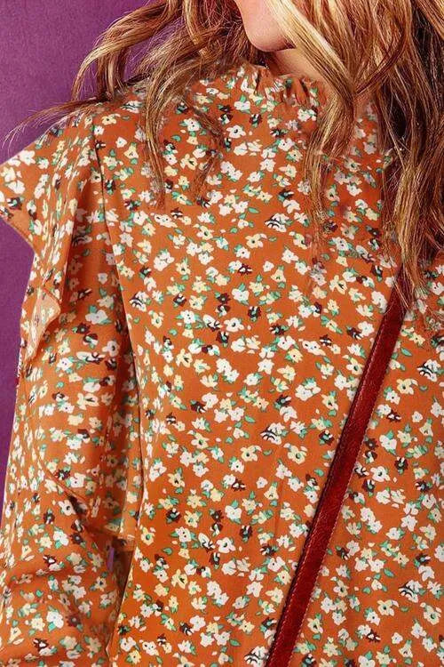 Floral Ruffled Long Sleeve Blouse Blouses - Tophatter Daily Deals