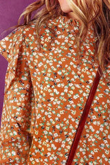 Floral Ruffled Long Sleeve Blouse Blouses - Tophatter Daily Deals