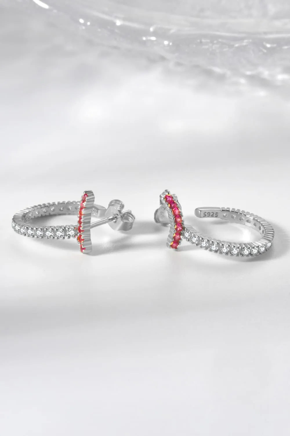 Inlaid Zircon 925 Sterling Silver C-Hoop Earrings Earrings - Tophatter Daily Deals