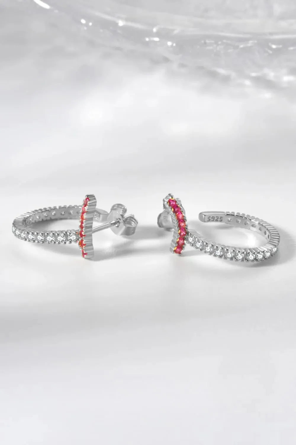 Inlaid Zircon 925 Sterling Silver C-Hoop Earrings Earrings - Tophatter Daily Deals