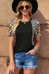 Mixed Print Color Block Tee Shirt Women's T-Shirts - Tophatter Daily Deals