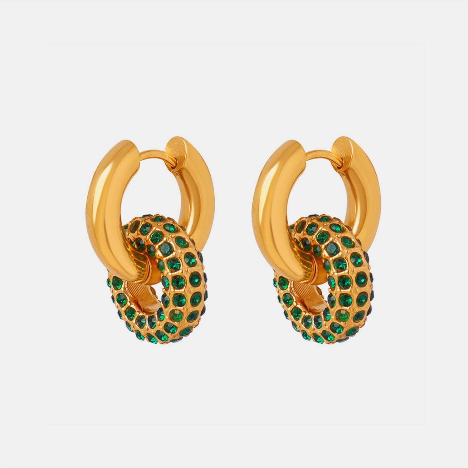 Titanium Steel Inlaid Zircon Double-Hoop Earrings Earrings - Tophatter Daily Deals