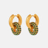 Titanium Steel Inlaid Zircon Double-Hoop Earrings Earrings - Tophatter Daily Deals